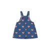 Jeanssalopettekleedje met hartjes - Magot overall dress con coeur pink - maat 110-116 (Wenslijst Odette J.)